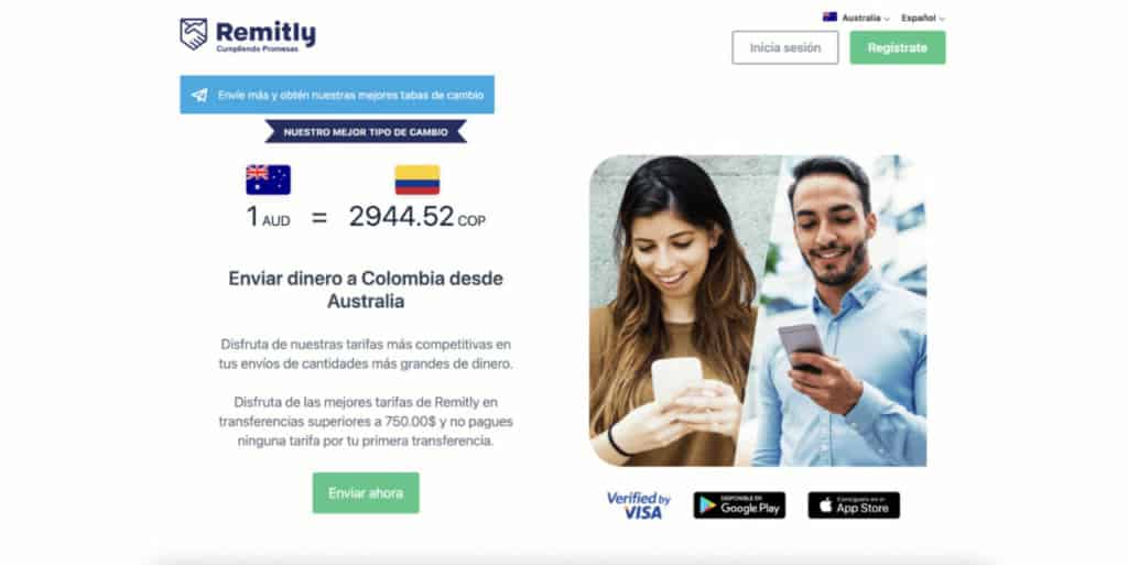 Enviar dinero a Colombia desde Australia con Remitly